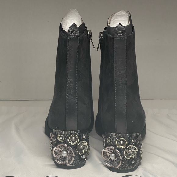 Coach Juliet Velvet Tea Rose Booties Black Womens Size 5 BRAND NEW NO BOX - Picture 4 of 11